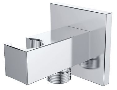 Rombo wandaansluitbocht met handdouchehouder vierkant 1/2&quot; chroom