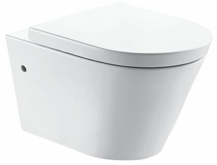 Flow wandcloset rimless met nano coating met Flow toiletzitting softclose en quick release glans wit