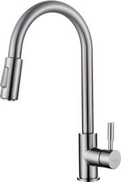 Benton keukenkraan met coldstart en uittrekbare handdouche geborsteld RVS