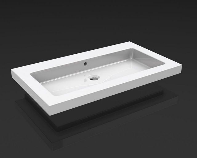 Kera wastafel enkel zonder kraangat 80x46x5 cm keramiek glans wit