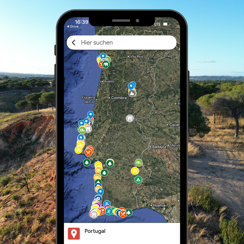 Portugal Google Maps Karte für Camper Roadtrips