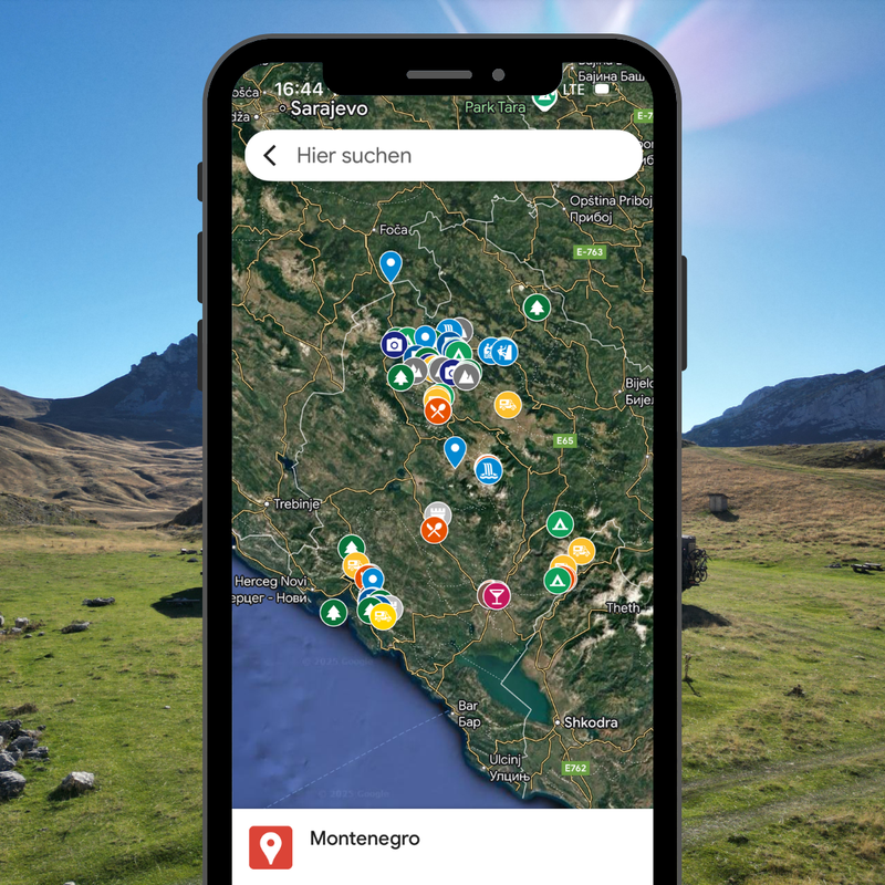 Montenegro Google Maps Karte für Camper Roadtrips