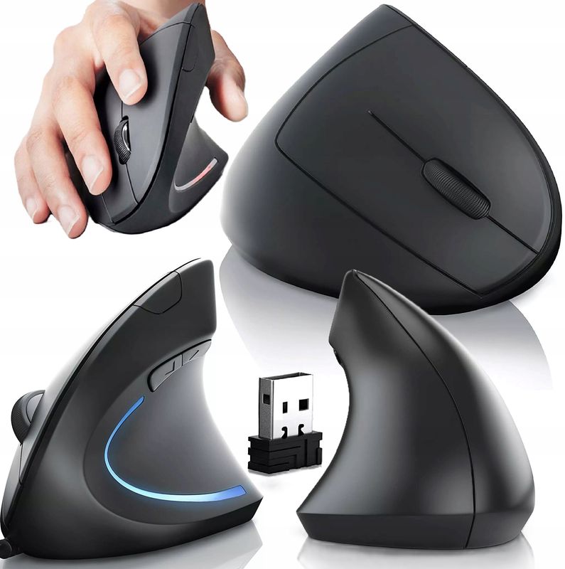 MYSZ BEZPRZEWODOWA ERGONOMICZNA WERTYKALNA MYSZKA KOMPUTEROWA PODŚWIETLANA