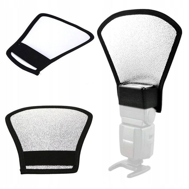 UNIWERSALNY ODBŁYŚNIK 2W1 BIAŁO - SREBRNY DO LAMP BŁYSKOWYCH TYP 2
