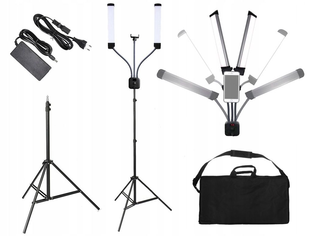 GIĘTA PODWÓJNA LAMPA KOSMETYCZNA LED 40W + STATYW do MAKIJAŻU RZĘS TATUAŻU