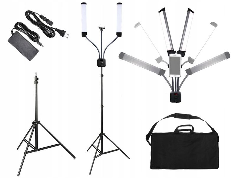 GIĘTA PODWÓJNA LAMPA KOSMETYCZNA LED 40W + STATYW do MAKIJAŻU RZĘS TATUAŻU