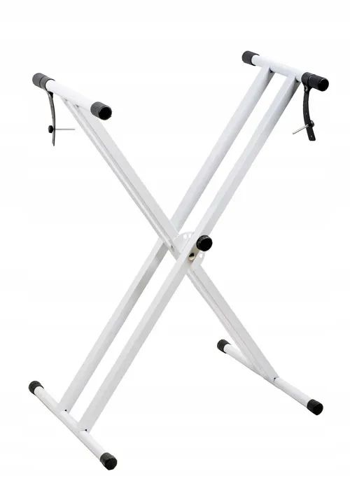 solidny STATYW STOJAK pod KEYBOARD ORGANY KLAWISZE typ 2X podwójny biały
