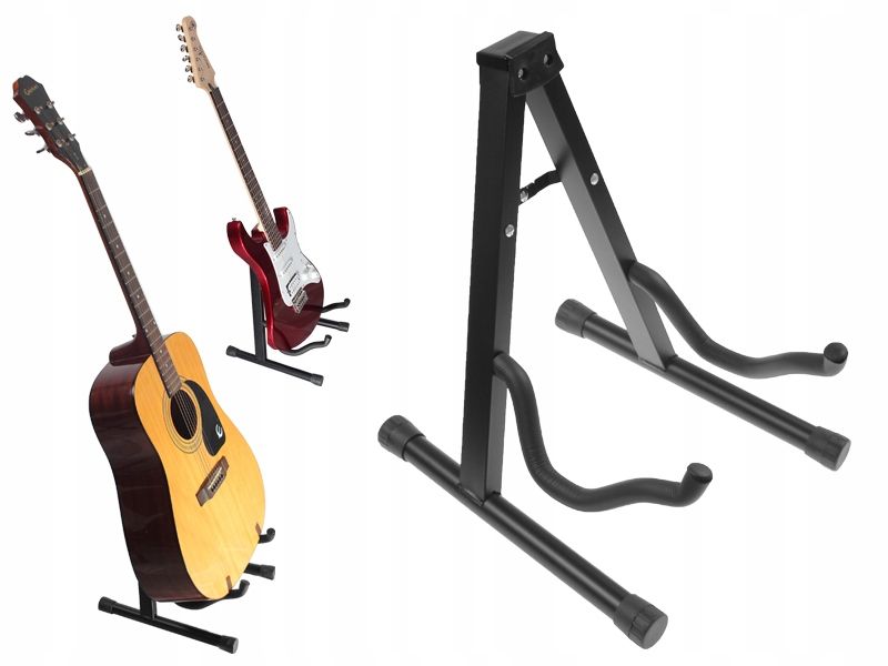 mocny STATYW GITAROWY STOJAK uniwersalny na GITARĘ składany blokada A-style