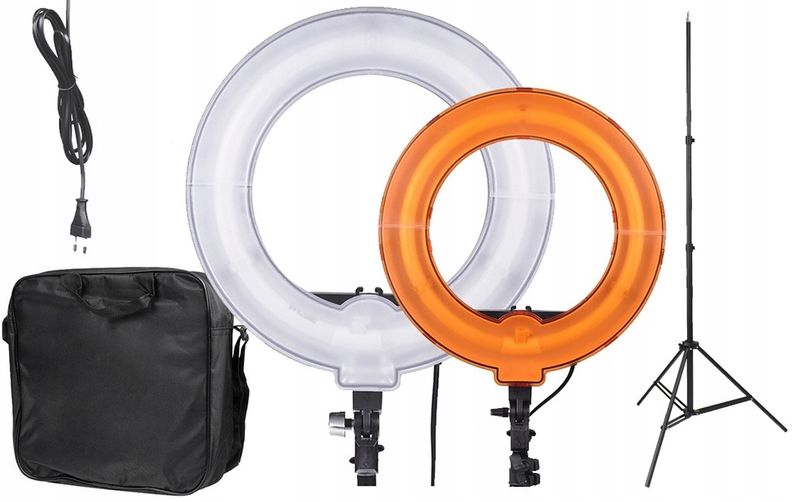 Lampa pierścieniowa RING 45W + STATYW 2 DYFUZORY ŚCIEMNIACZ makijaż portret