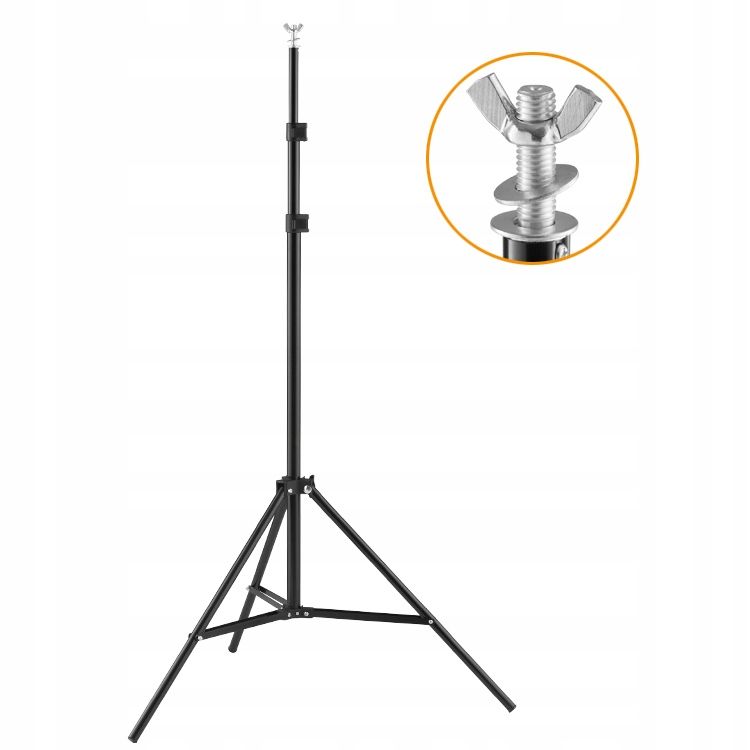 STUDYJNY STATYW STOJAK OŚWIETLENIOWY 71-225cm Trzpień 16mm z motylkiem