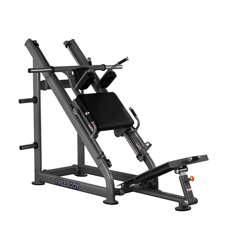 Macchina hack squat JL-7319 professionale a dischi, pedana inclinabile e supporto per carichi
