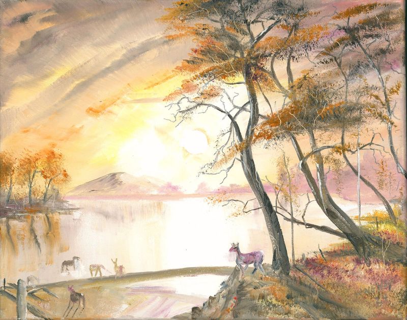 "Deer at Sunset"