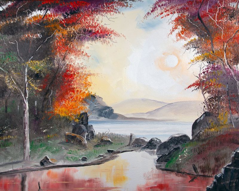 "Bright Autumn by the Stream"