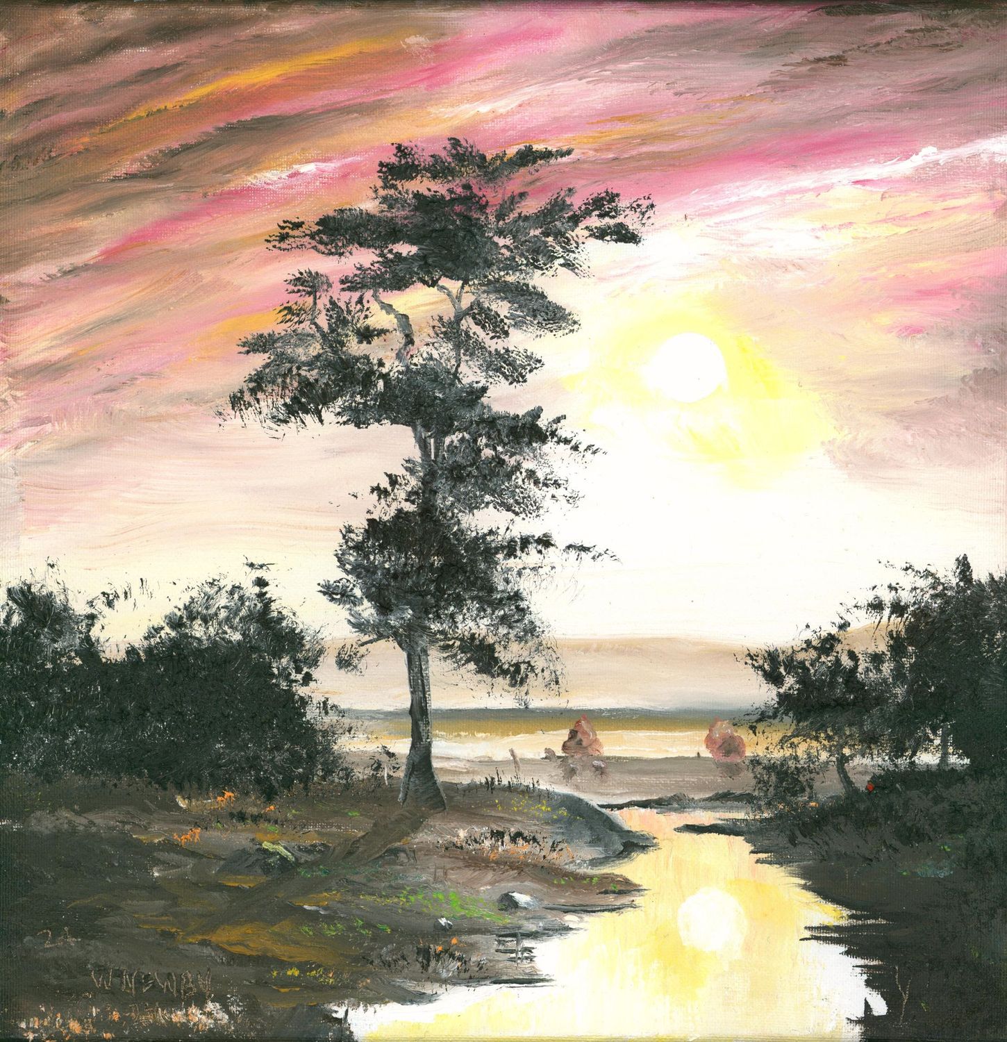 "Purple Sunset over the Treeline"