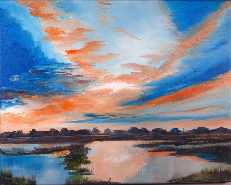 "Sunset over the lake"
