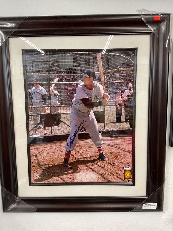Framed 29 x 26 Ted Williams sign photo PSADNA authenticated