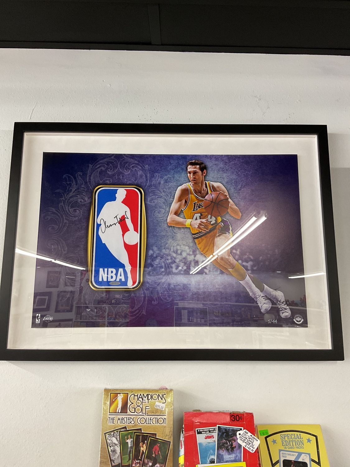 Jerry West Autographed NBA Logo Display Piece /44 Upper Deck Authenticated