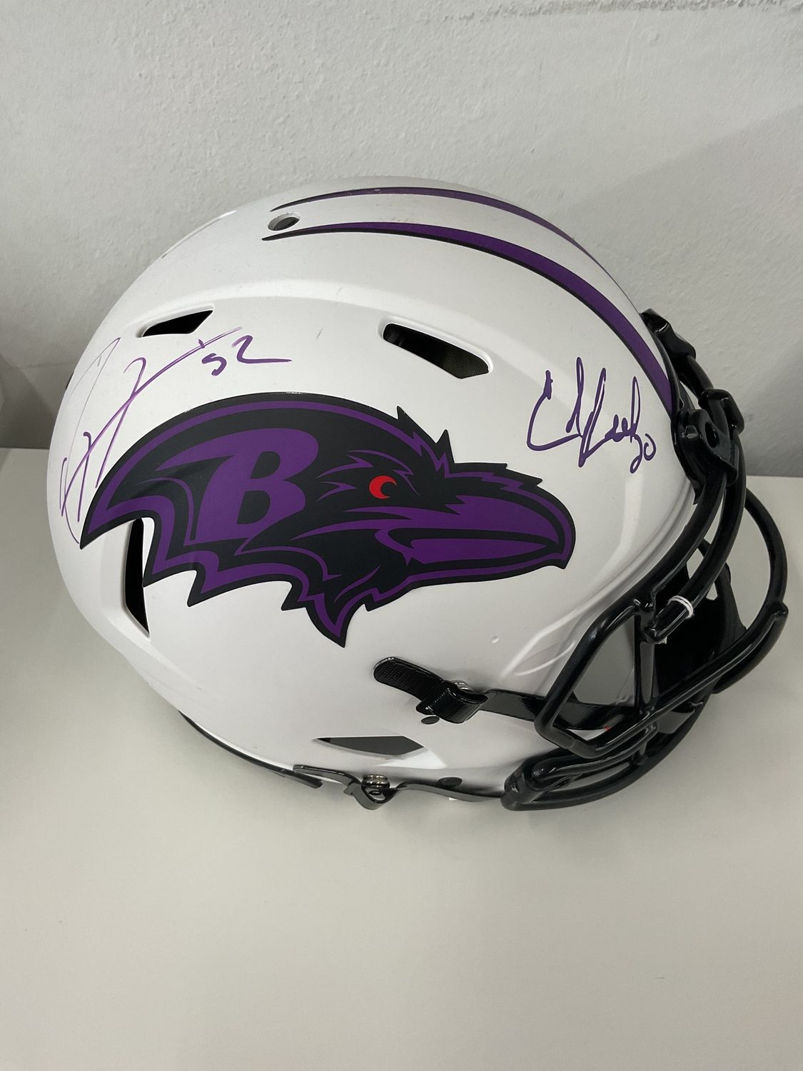 Ed Reed/Ray Lewis Dual Autographed Custom Full-Size Ravens Helmet Beckett Authenticated