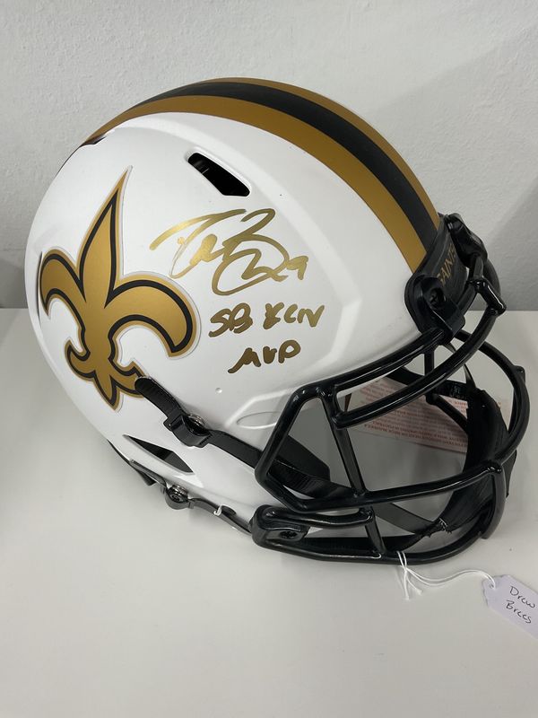 Drew Brees Autographed Custom Saints Helmet “SB MVP” Inscr.