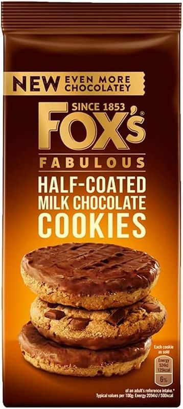 FOX`s Half Coated Milk Choc Chunk Cookies 175g