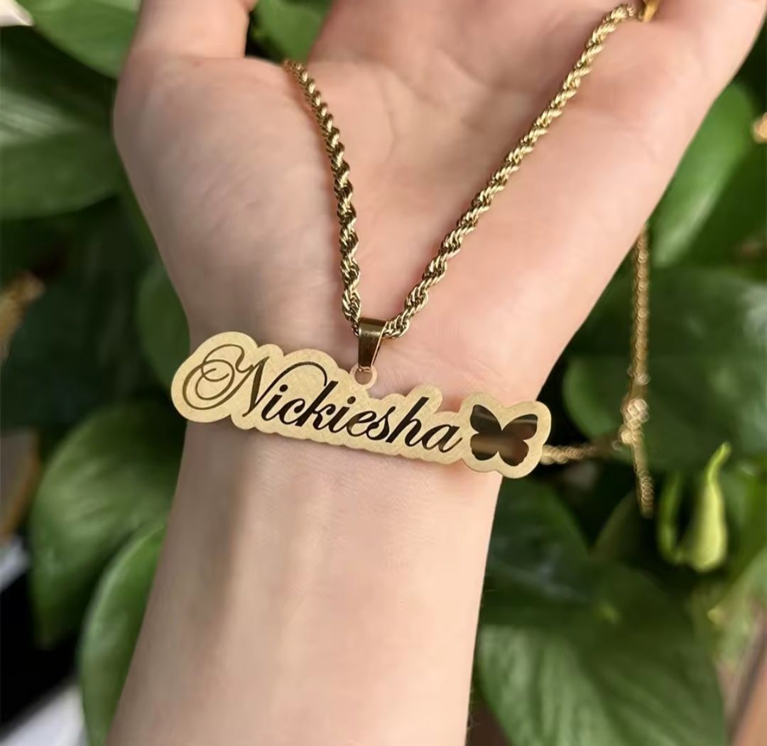 Flat Name with Butterfly
