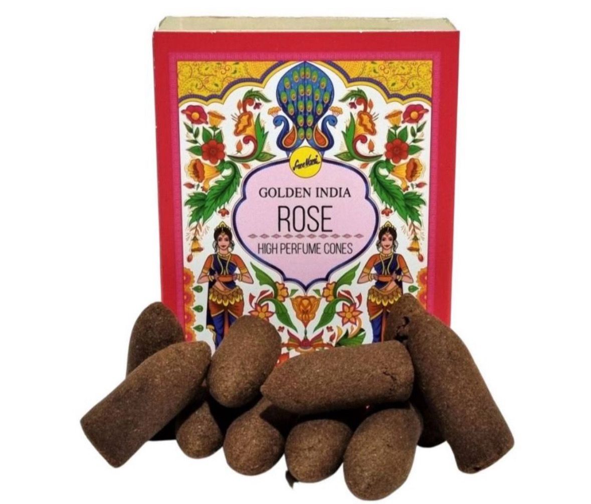 ROSE INCIENSO GOLDEN INDIA CONOS