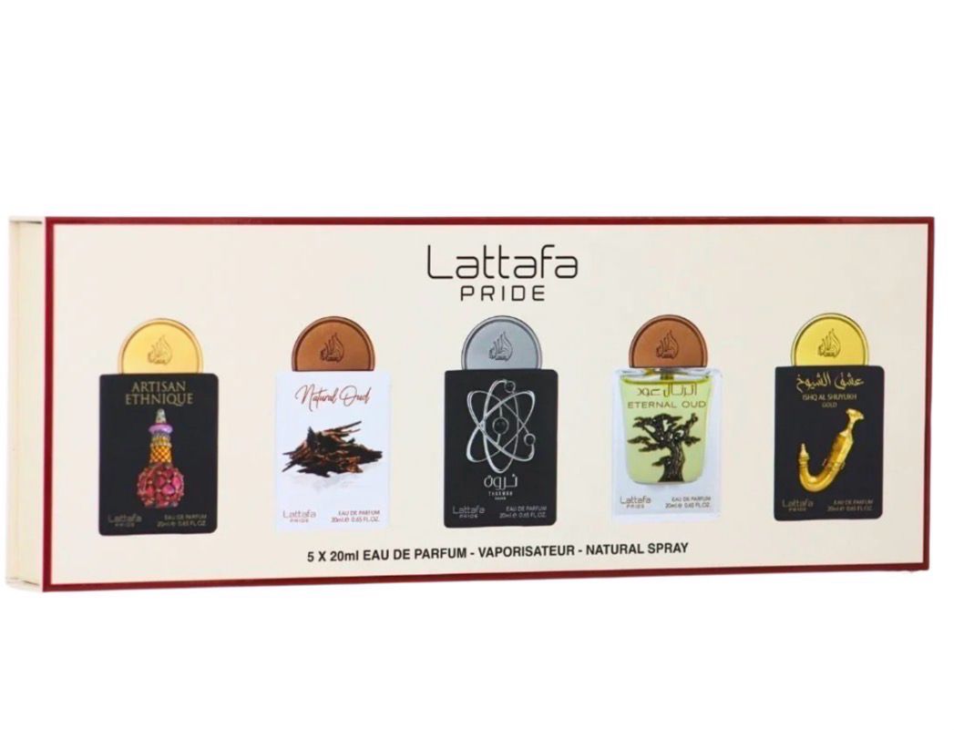 PACK LATTAFA PRIDE (ARTISIAN ETNIQUE/NATURAL OUD/THARWAH SILVER/ETERNAL OUD/ ISHQ AL SHUYUKH GOLD)