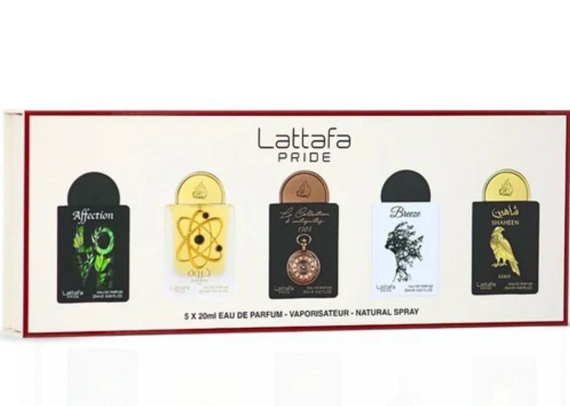 PACK LATTAFA PRIDE (AFFECTION LOVE/THARWAH GOLD/LA COLLECTION D ANTIQUITES/BREEZE/SHAHEEN GOLD)
