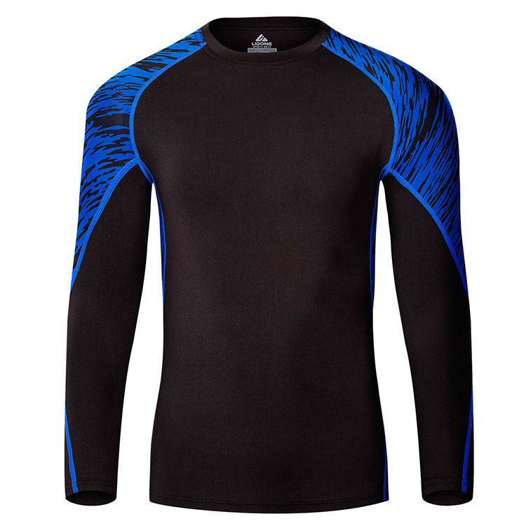 Color: Blue Suit, Size: 3XL - Tights tights stretch corset camouflage long-sleeved quick-drying clothes