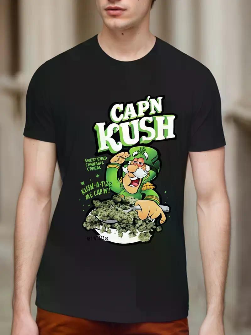 Men&#39;s 100% Cotton &quot;Captain Kush&quot; Graphic T-Shirt - Funny cartoon design, comfortable and stylish, suitable for casual wear