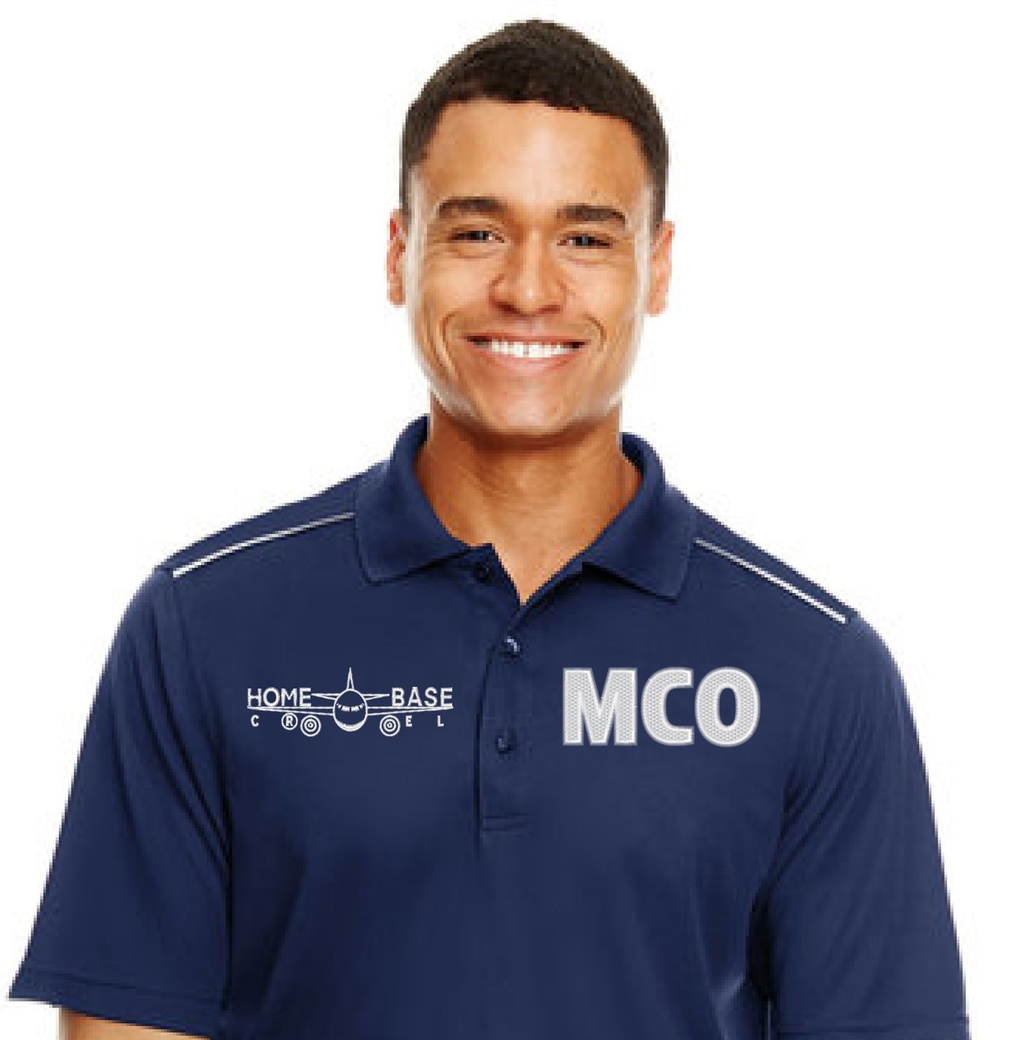 Men&#39;s Radiant Performance Piqué Polo with Reflective Piping Navy