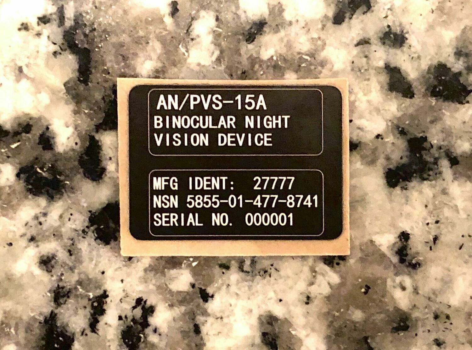 PVS-15A Night Vision Tag .9&quot; x .75&quot;