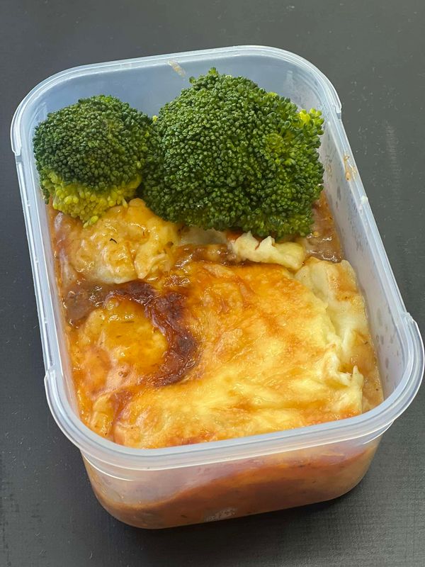 Frozen Cottage Pie in takeaway container