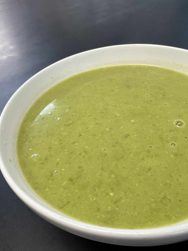 Minted pea and potato soup