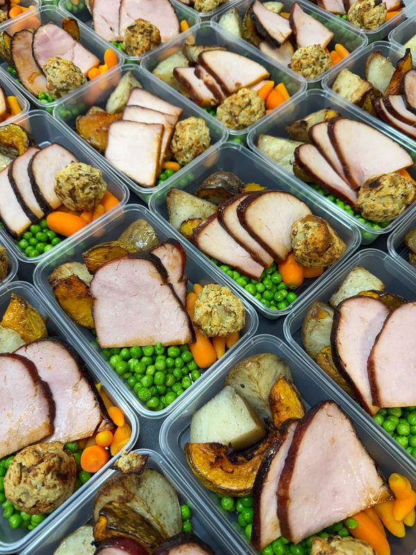 Honey glazed ham Christmas dinner