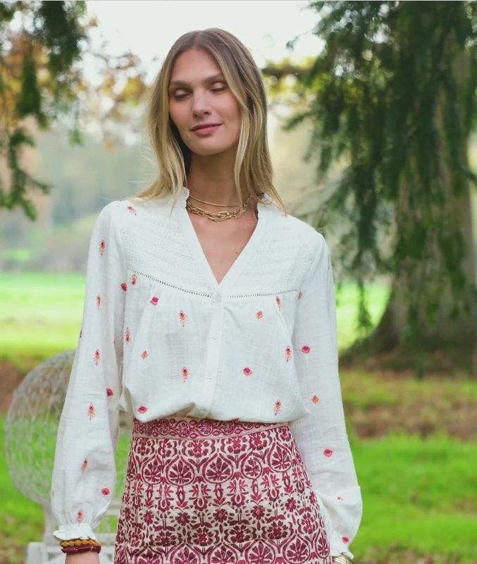 Blusa cuello pico crudo Brooke