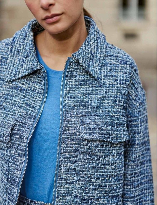 Chaqueta tweed azul