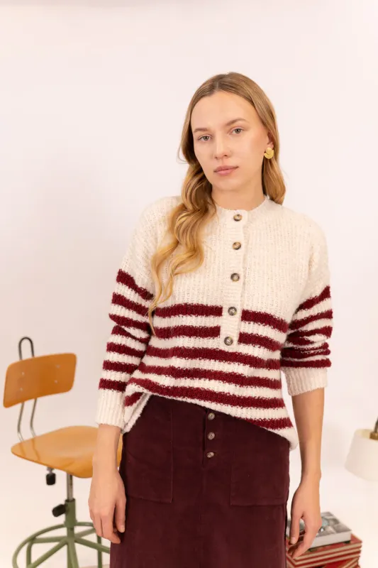 Jersy Tricot Rayas Vitale burdeos