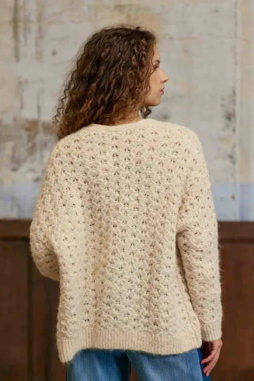 Chaqueta de punto calado beige claro Milene