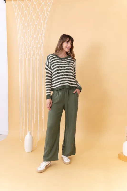 Jersey Tricot Kaki/Ecru