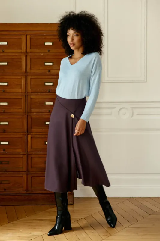 Falda midi asimétrica marrón