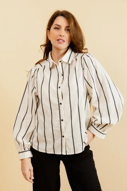 Camisa cruda rayas negras