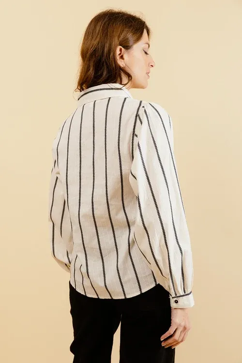Camisa cruda rayas negras