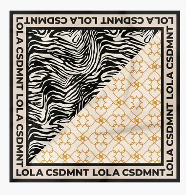 Satin Animal and Heart Print Scarf