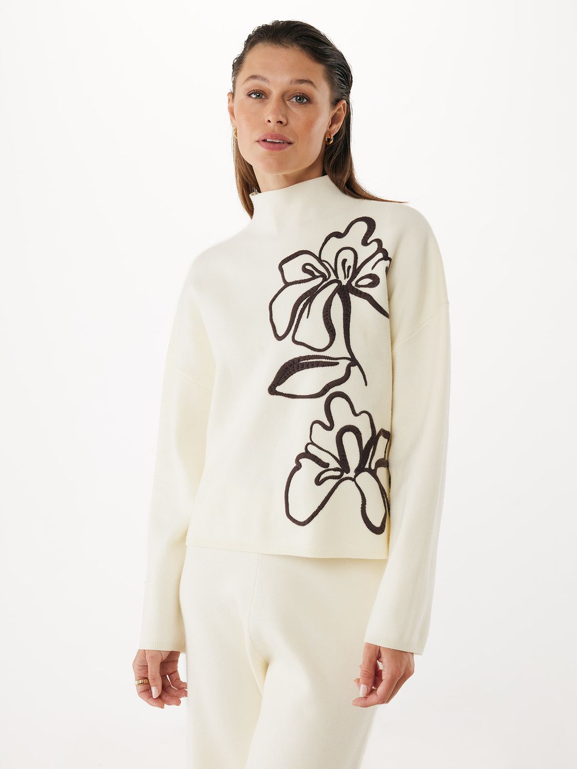 FLOWER jacquard turtle neck pullover