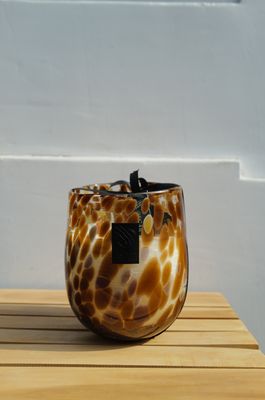 Barrel Candle - Brown &amp; White Spotted - XL