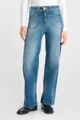 Jeans pulp wide leg Zim taille haute 7/8ème bleu N°3
