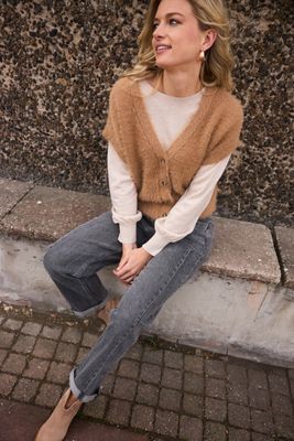 Sleeveless Fuzzy Cardigan