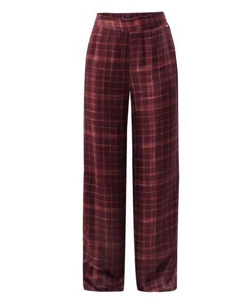 Satin check pull on pants