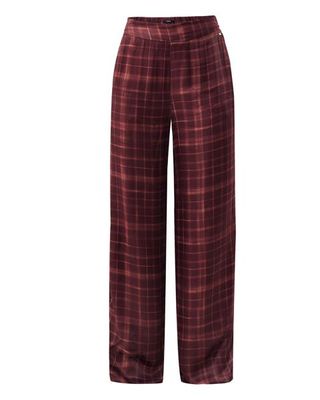 Satin check pull on pants
